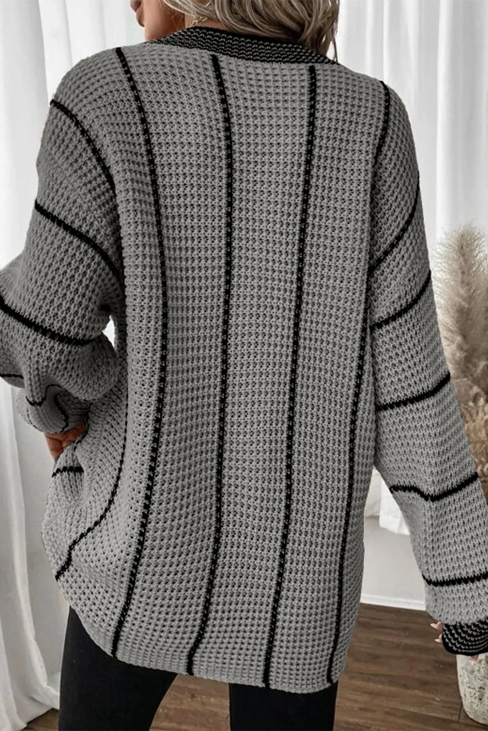 Striped V-Neck Dropped Shoulder Sweater - Charming Charlie