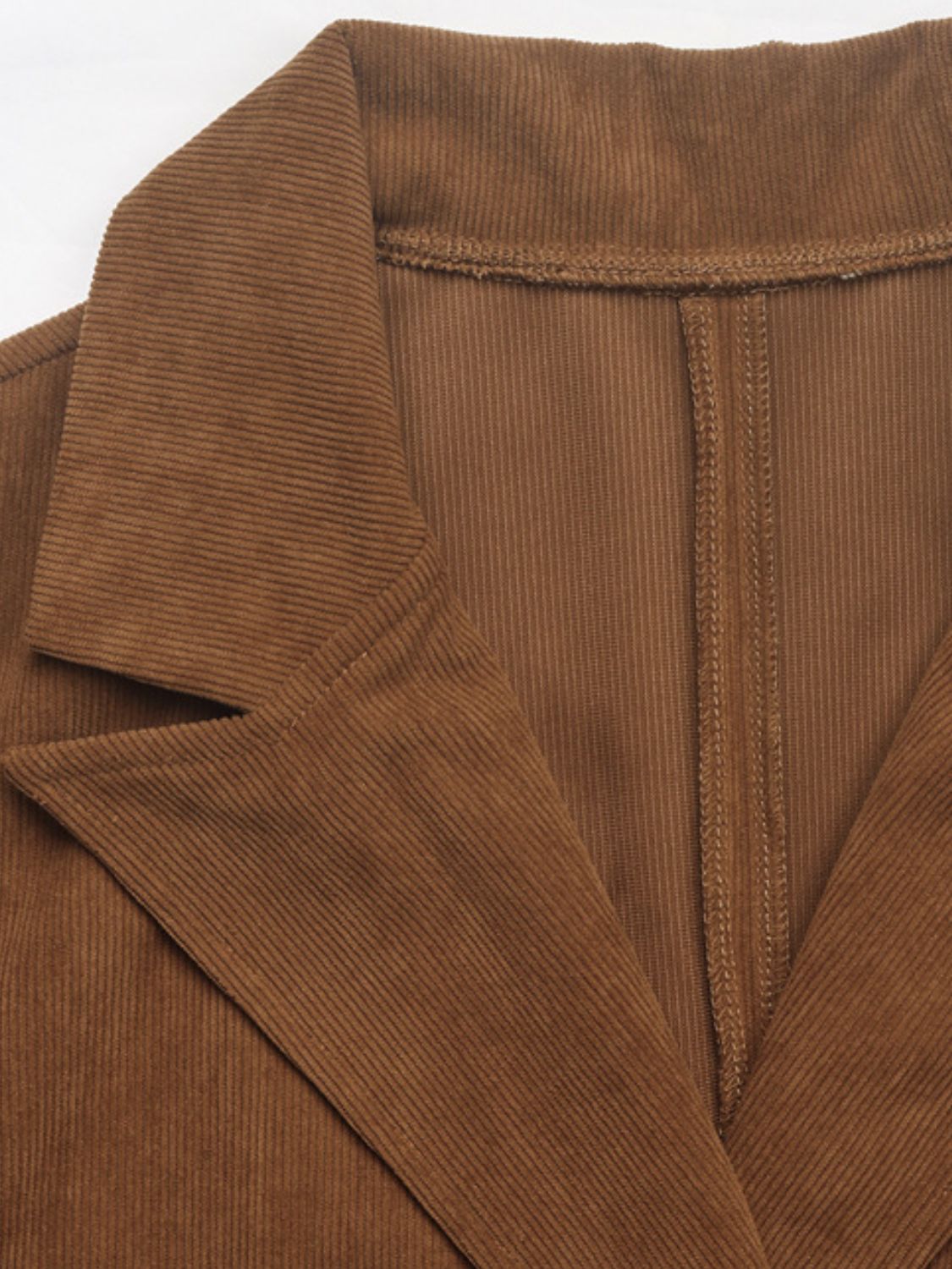 Perfee Decorative Pocket Flap Lapel Collar Long Sleeve Outerwear - Charming Charlie