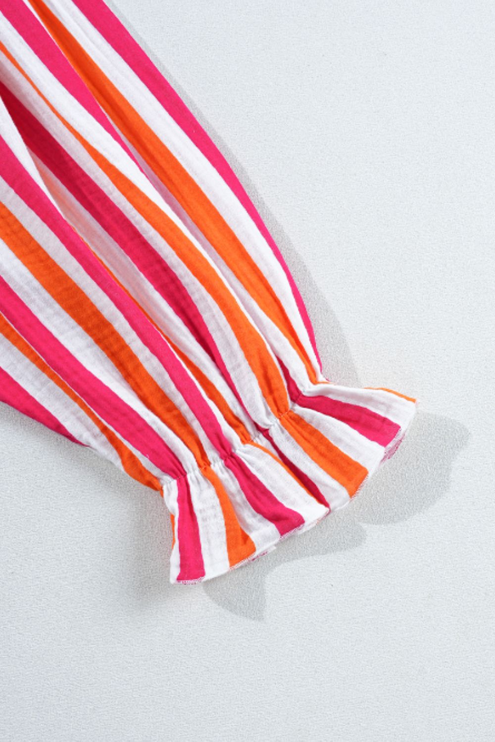 Striped Notched Flounce Sleeve Blouse - Charming Charlie