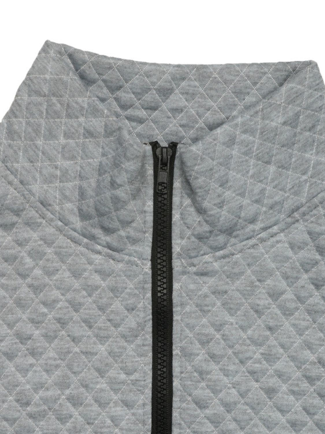 Perfee Texture Half Zip Long Sleeve Sweatshirt - Charming Charlie