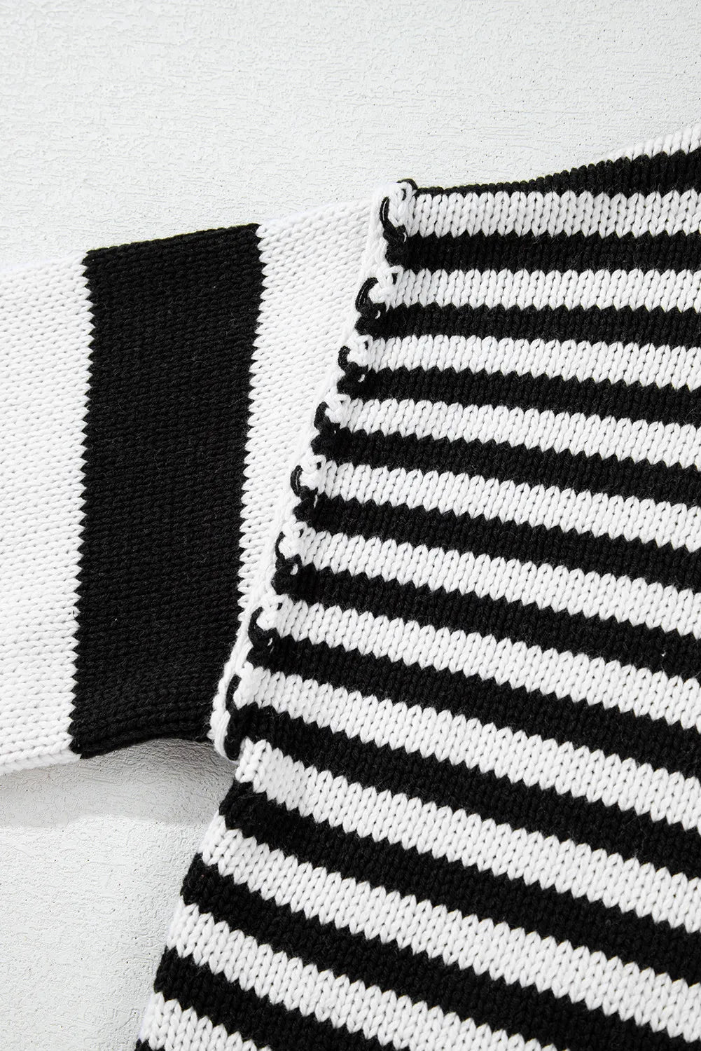 Striped Round Neck Long Sleeve Sweater - Charming Charlie