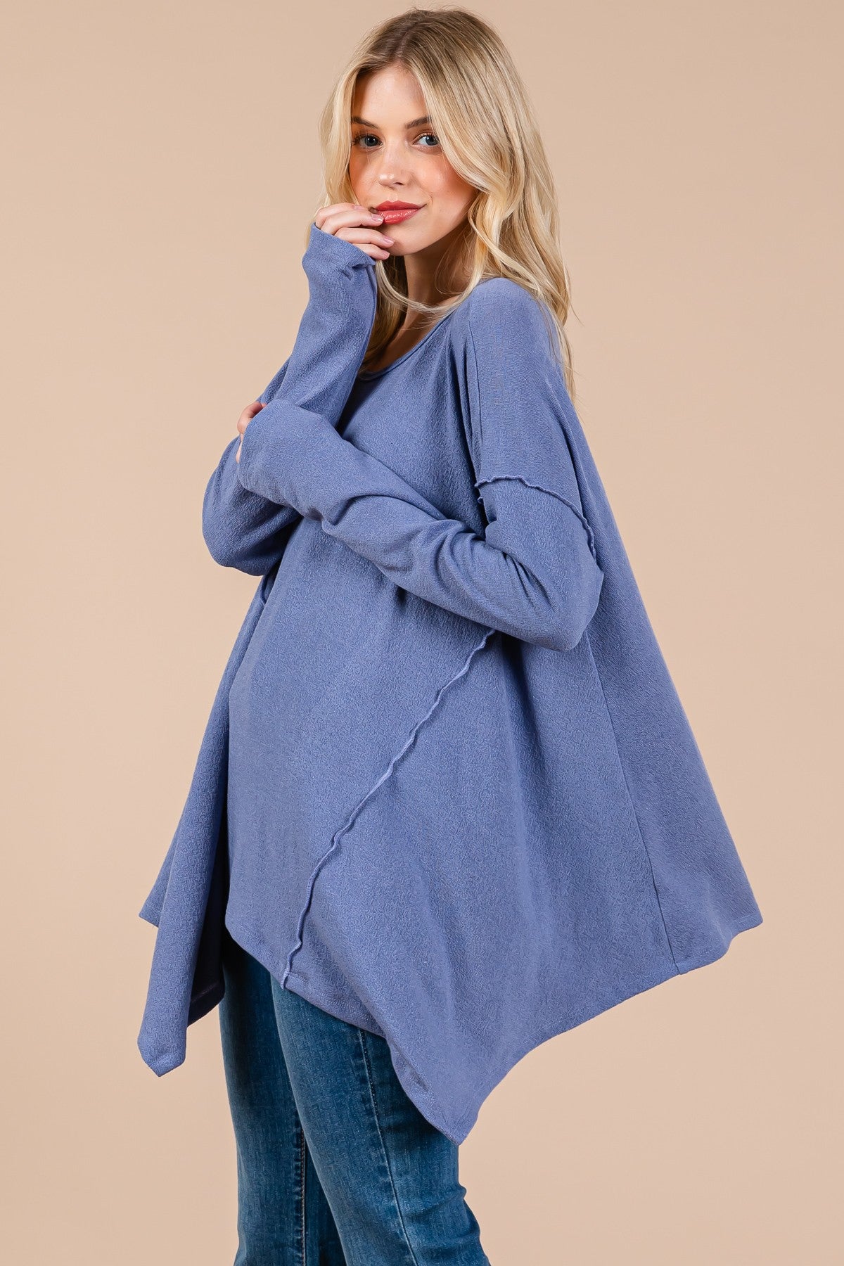 Ces Femme Asymmetrical Long Sleeve top - Charming Charlie