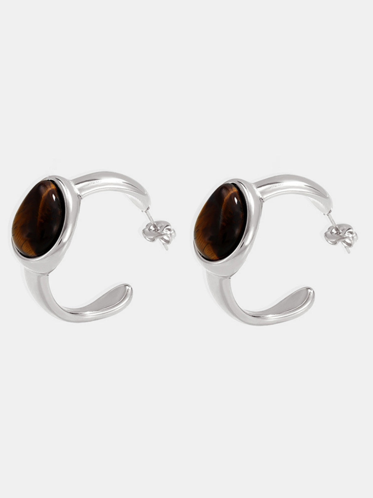 Stainless Steel Tigerite Ring and C-Hoop Earrings Set - Charming Charlie