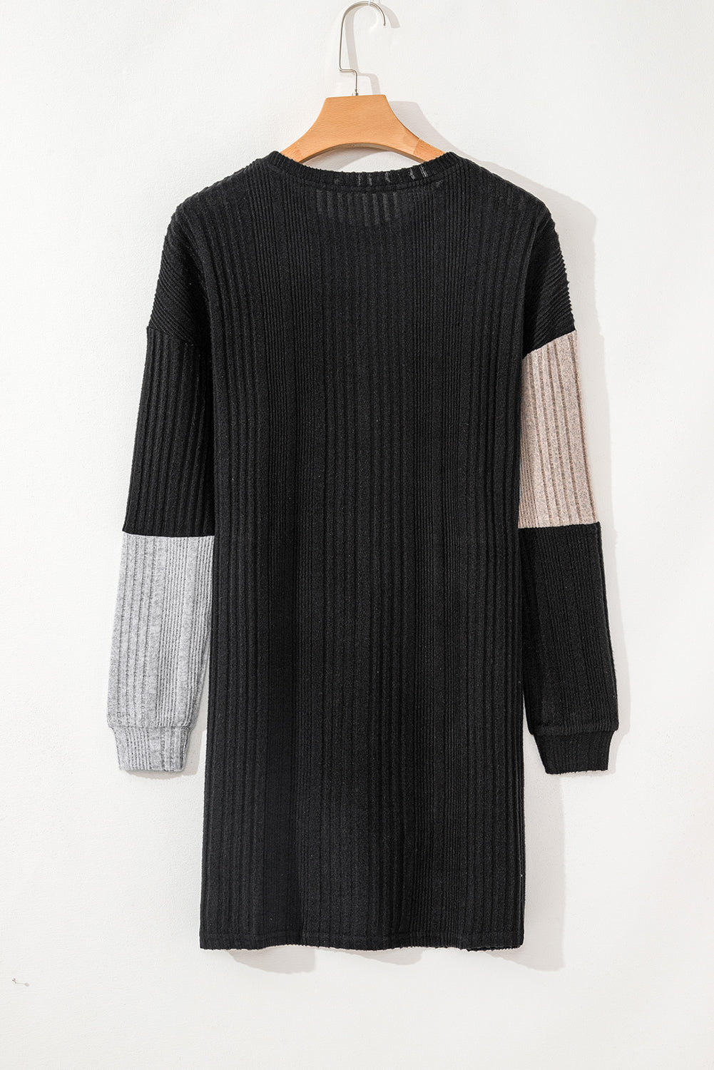 Color Block Drop Shoulder Long Sleeve Mini Dress - Charming Charlie