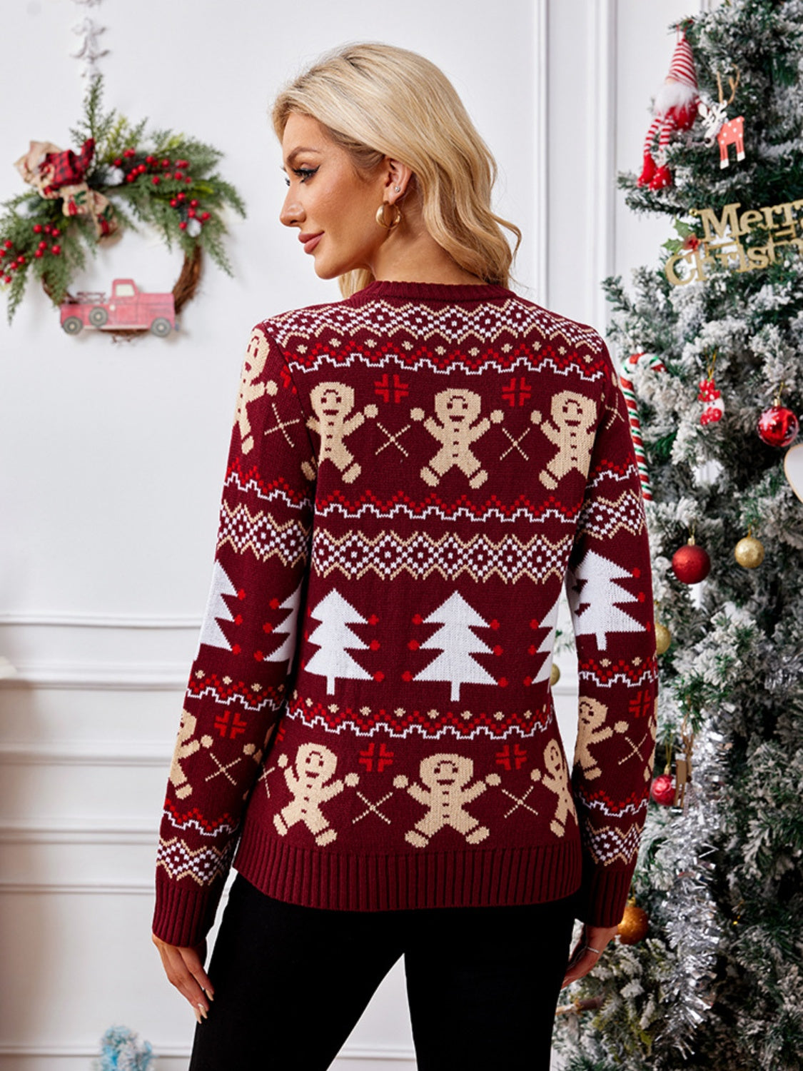 Gingerbread Round Neck Long Sleeve Sweater - Charming Charlie