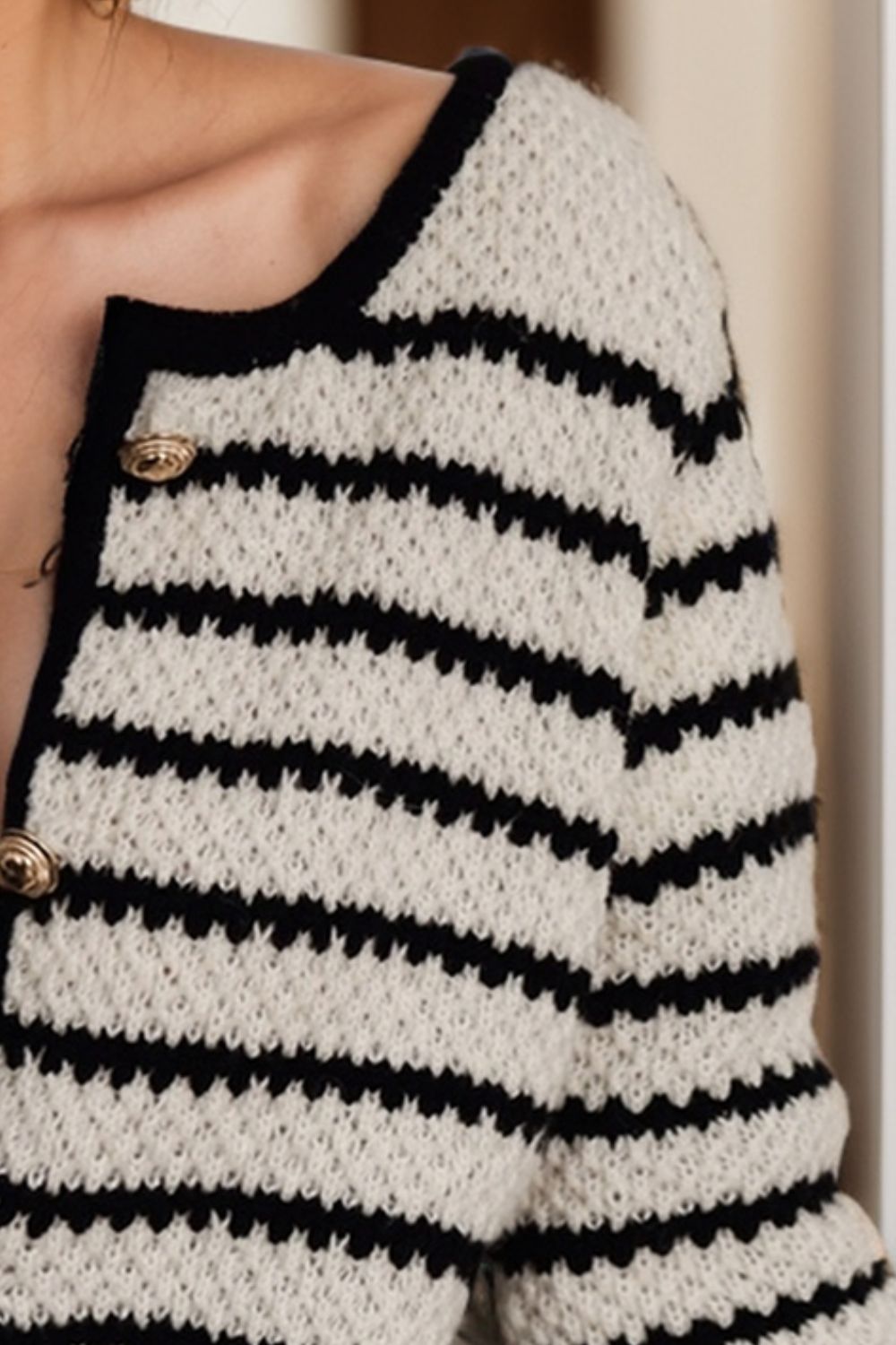 Striped Button Up Long Sleeve Cardigan - Charming Charlie