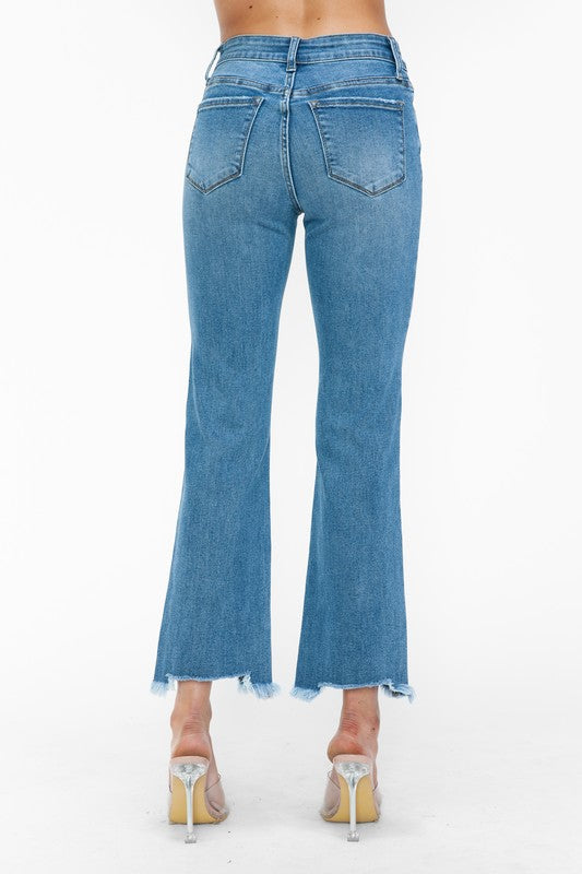 bytos Raw Hem Distressed Mid Rise Crop Jeans - Charming Charlie
