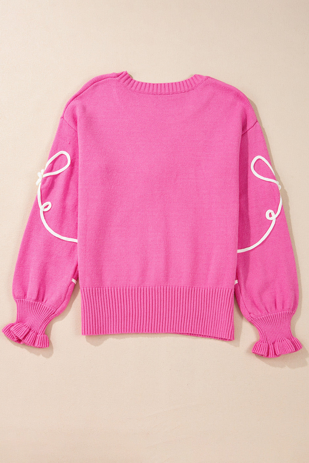 Bow Round Neck Dropped Shoulder Sweater - Charming Charlie