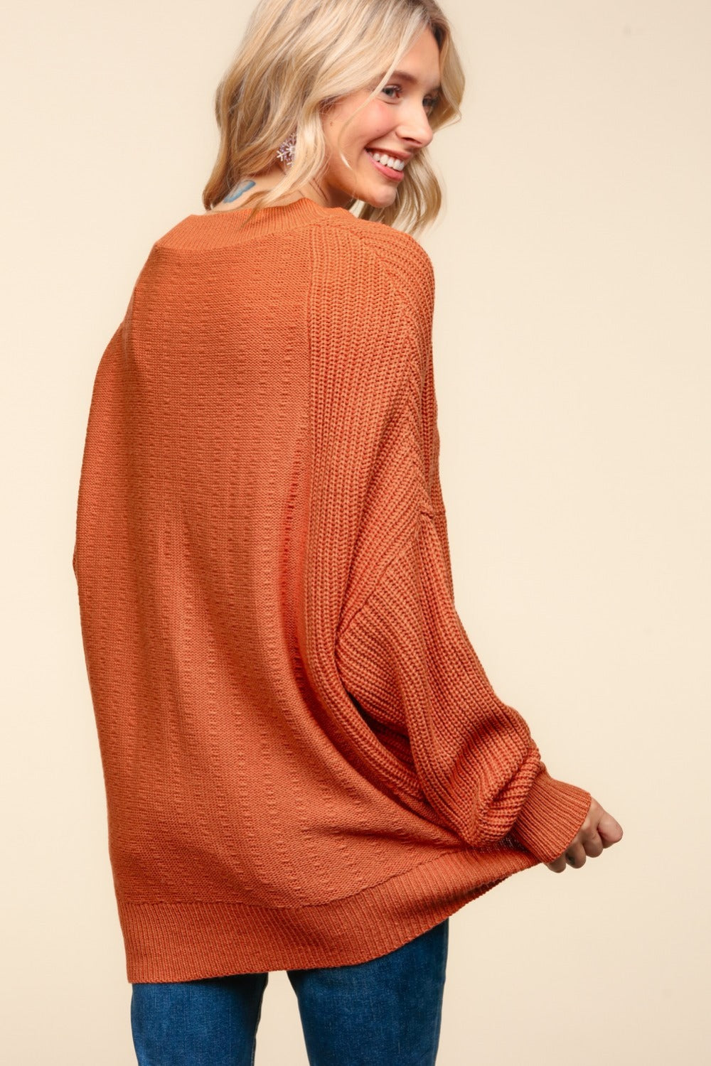 Haptics Full Size Side Slit Texture Asymmetric Sweater - Charming Charlie