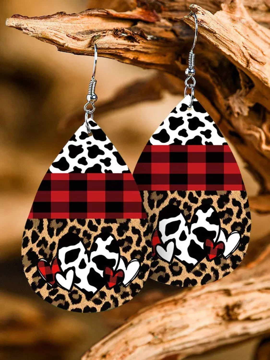 Printed PU Leather Dangle Earrings - Charming Charlie