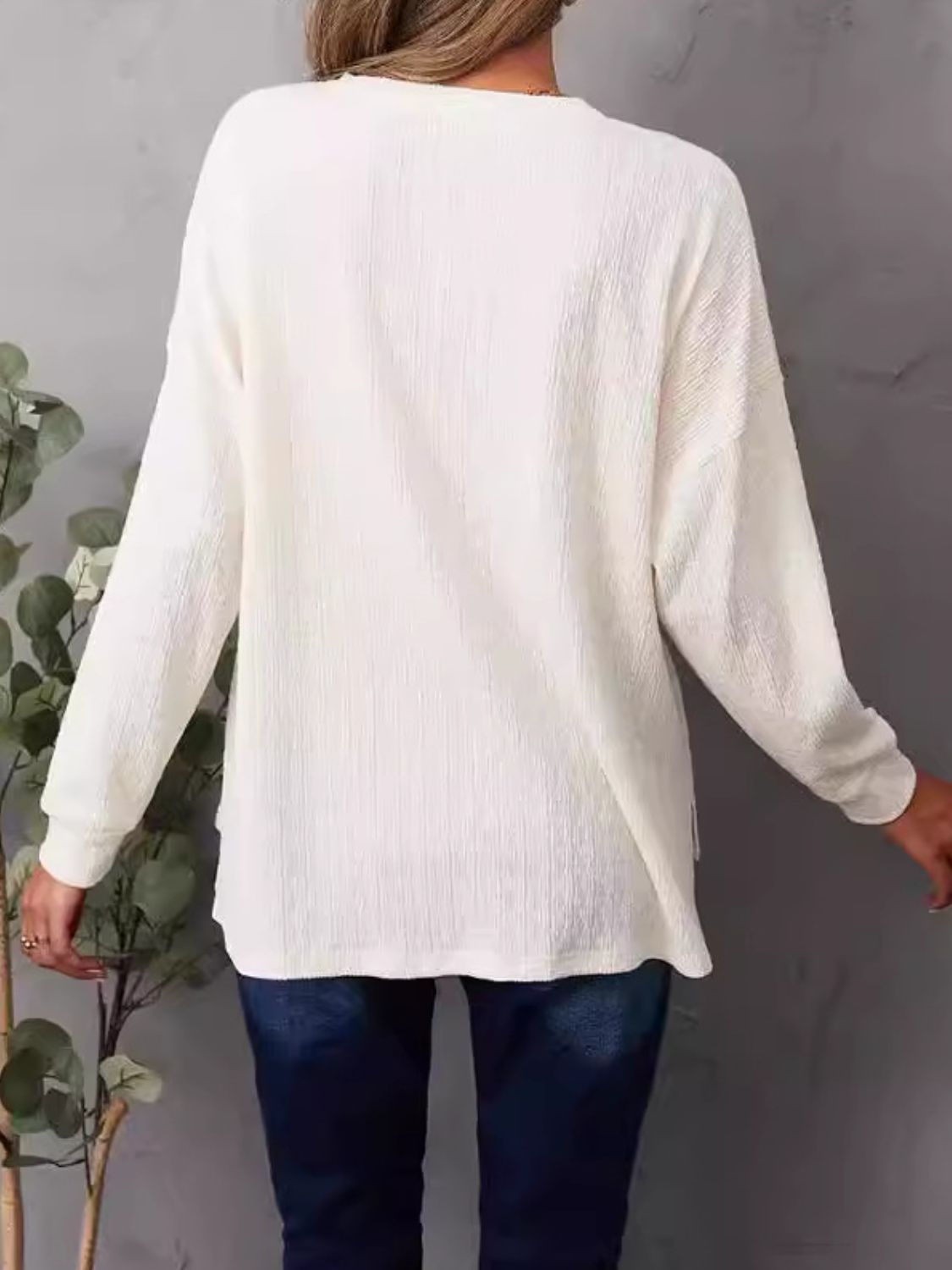 High-Low Quarter Snap Round Neck T-Shirt - Charming Charlie
