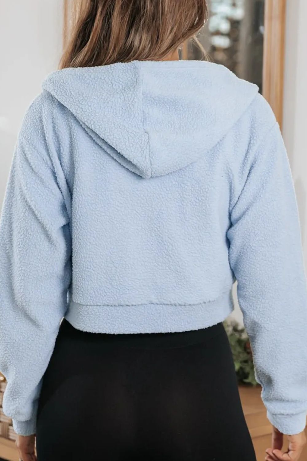 Drawstring Zip Up Long Sleeve Hoodie - Charming Charlie
