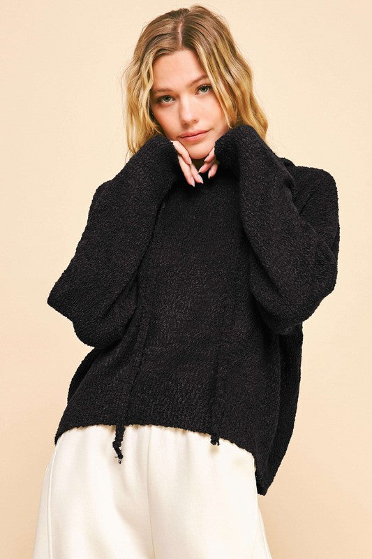 Davi & Dani Drop Shoulder Long Sleeve Hooded Sweater - Charming Charlie