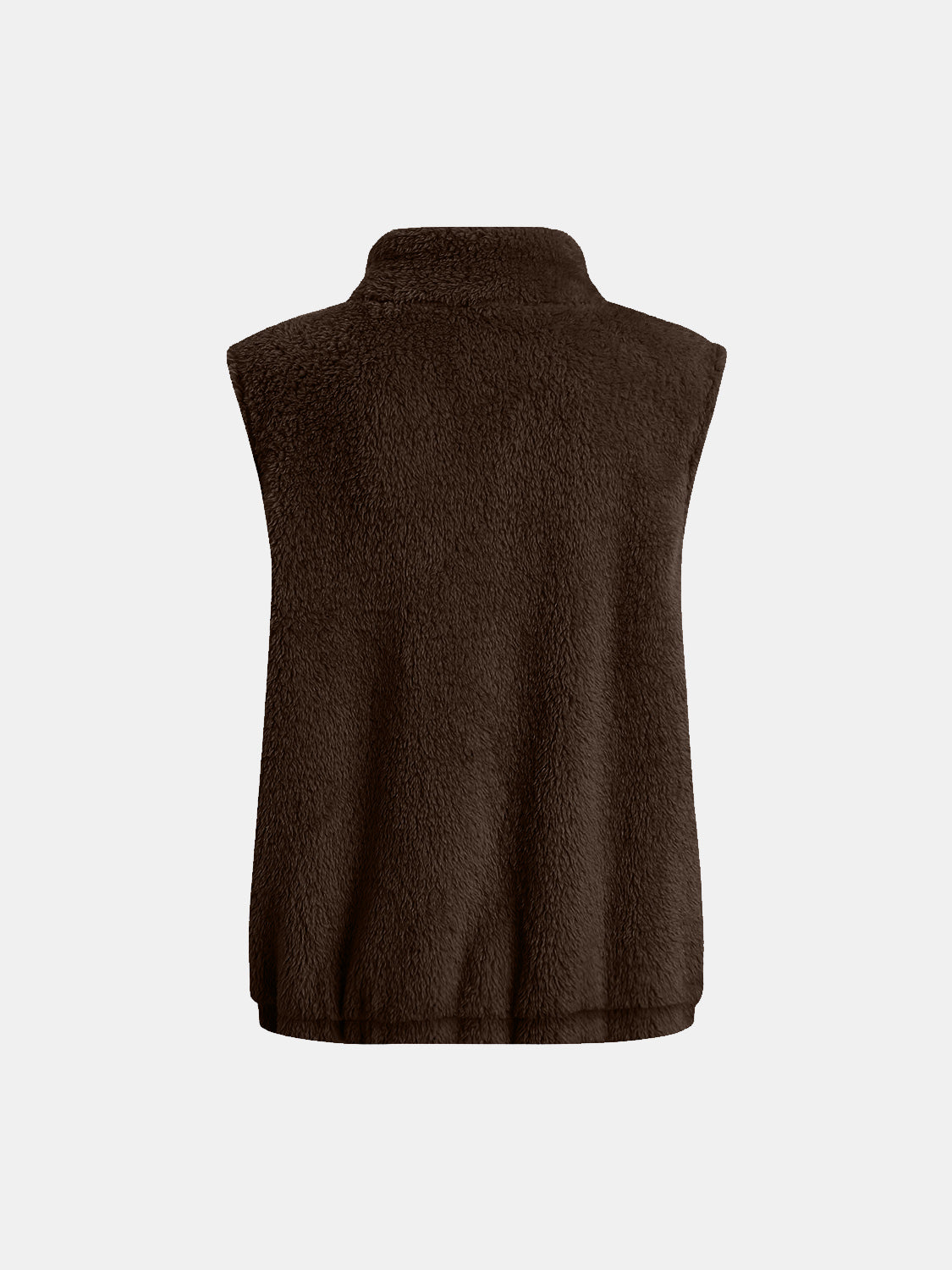 Full Size Fuzzy Zip Up Vest Coat with Pockets - Charming Charlie