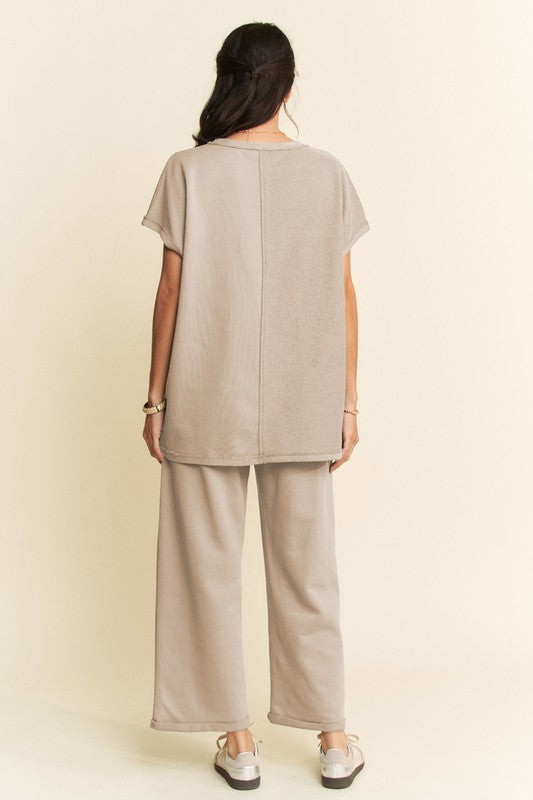 Davi & Dani Round Neck Short Sleeve Top and Pants Set - Charming Charlie