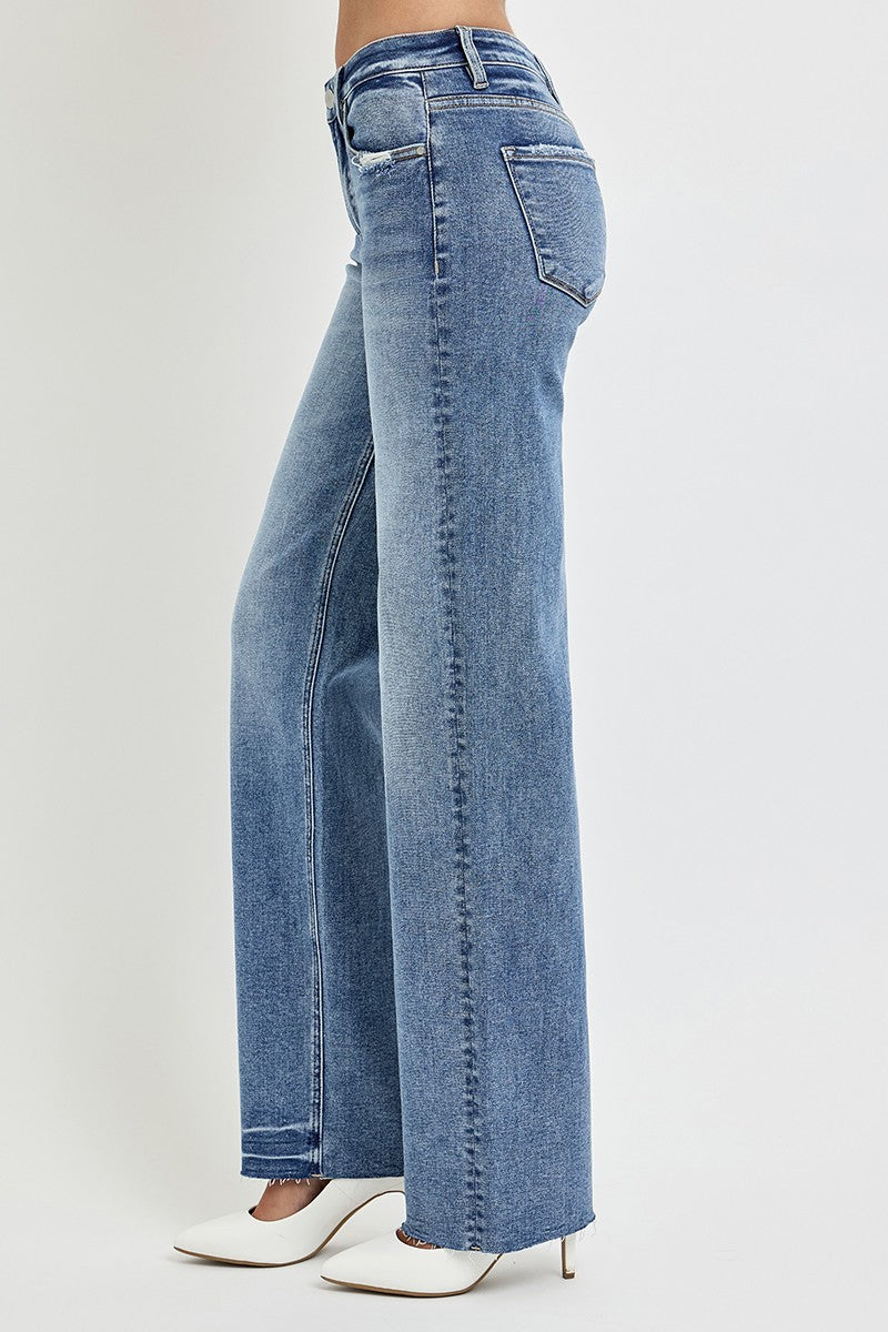 RISEN Full Size High Rise Straight Leg Jeans with Pockets - Charming Charlie
