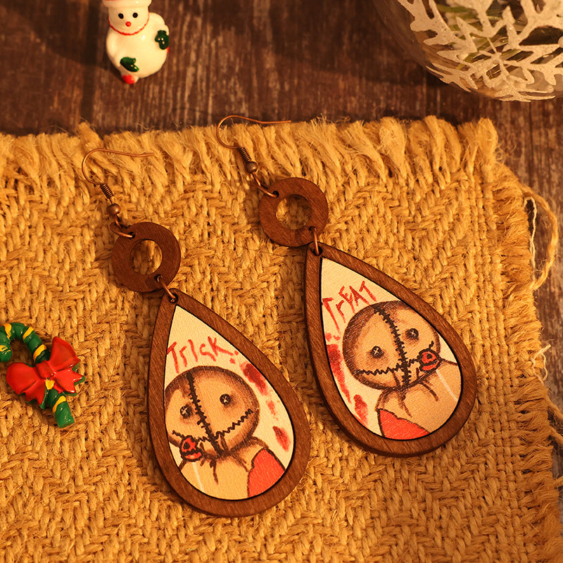 Wooden Teardrop Shape Earrings - Charming Charlie