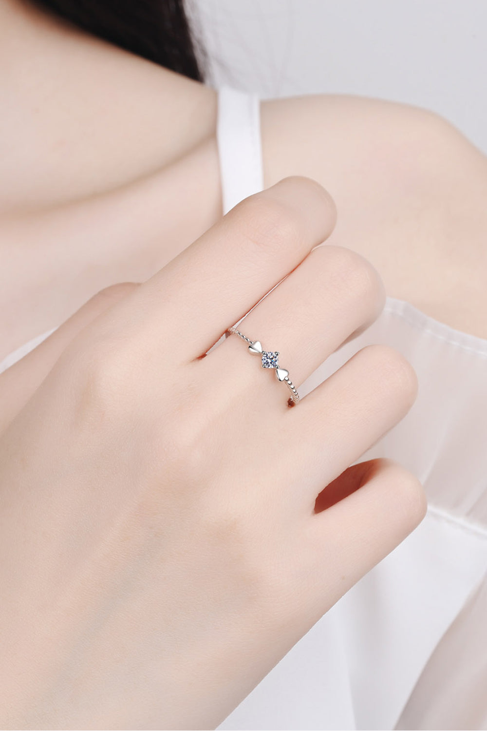 Adored Moissanite Heart 925 Sterling Silver Ring - Charming Charlie
