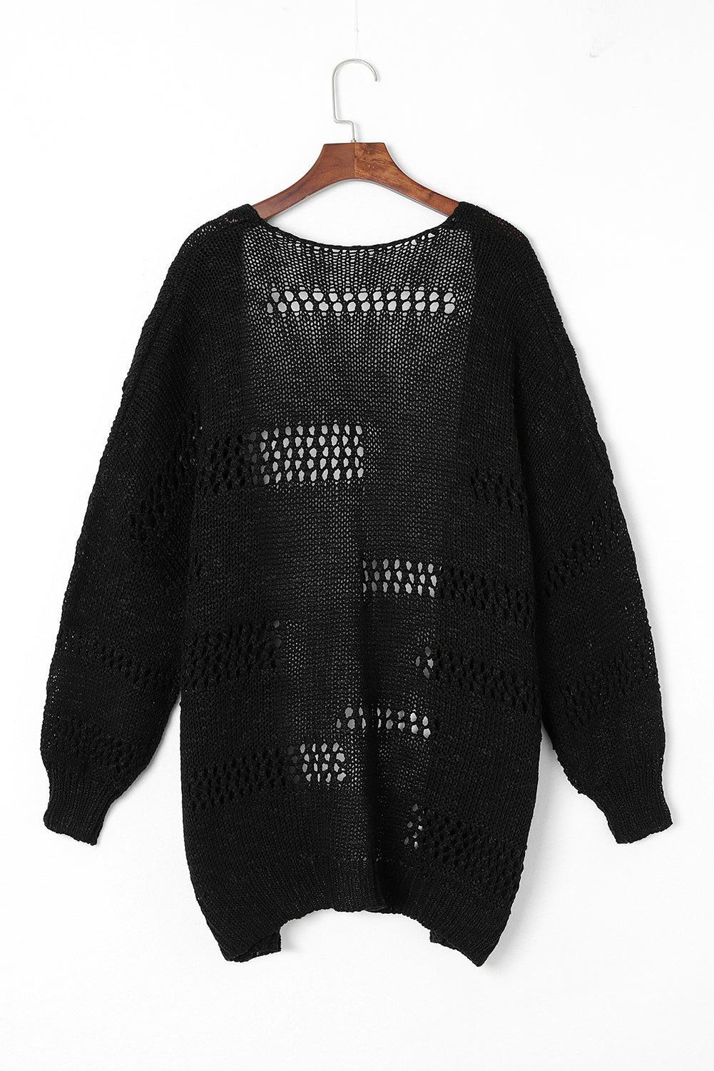 Openwork Open Front Long Sleeve Cardigan - Charming Charlie