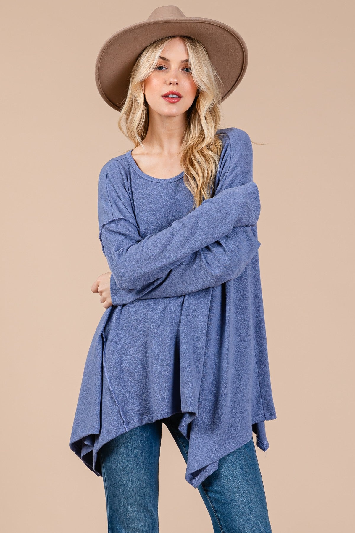 Ces Femme Asymmetrical Long Sleeve top - Charming Charlie