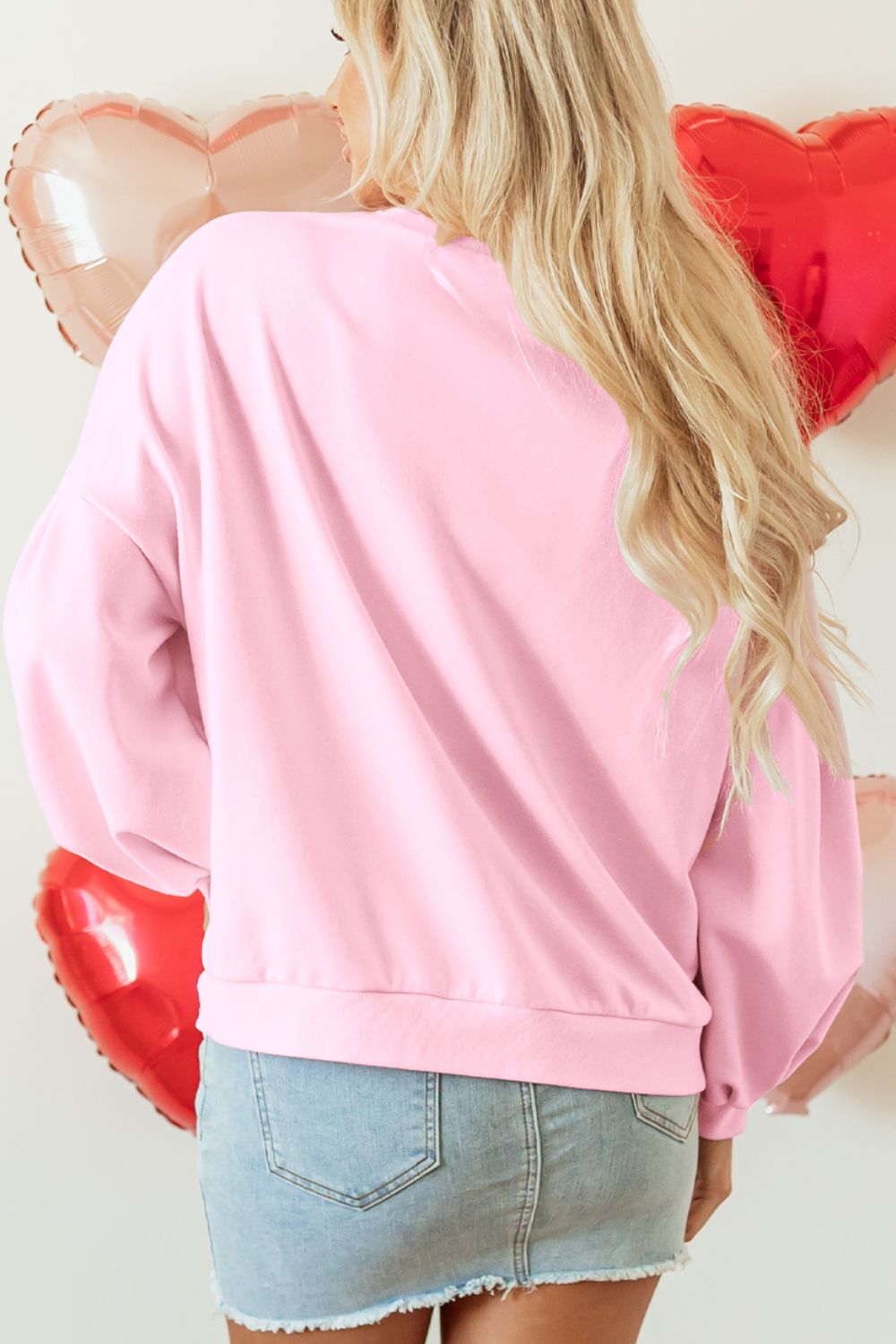 Bow Round Neck Long Sleeve Sweatshirt - Charming Charlie