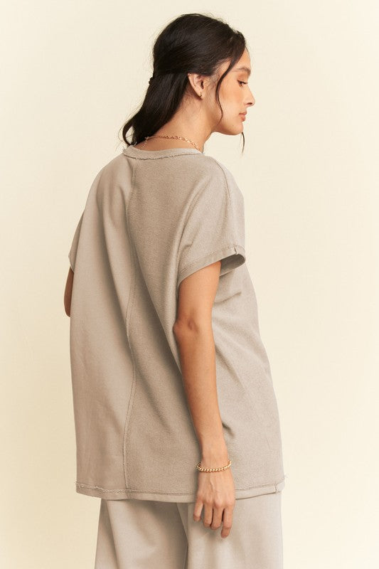 Davi & Dani Round Neck Short Sleeve Top and Pants Set - Charming Charlie