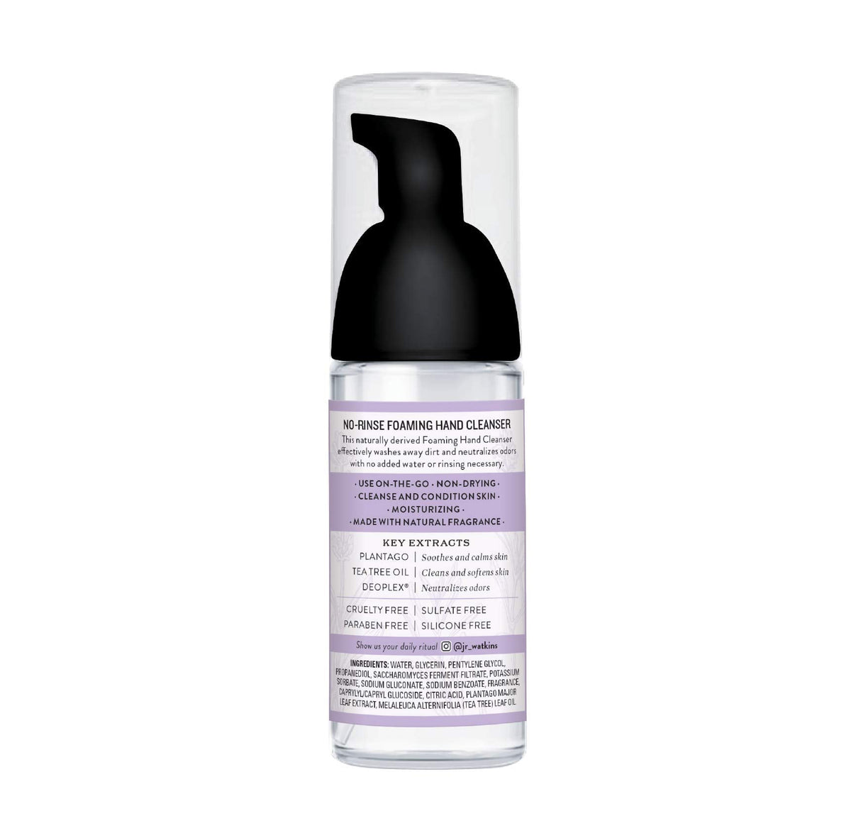J.R. Watkins No-Rinse Foaming Hand Cleanser β Hand Soap in Pump Dispenser β Bathroom & Kitchen Foam Cleaner β All Natural, Alcohol Free, Blue Lavender, 1.6 fl. Oz - Charming Charlie