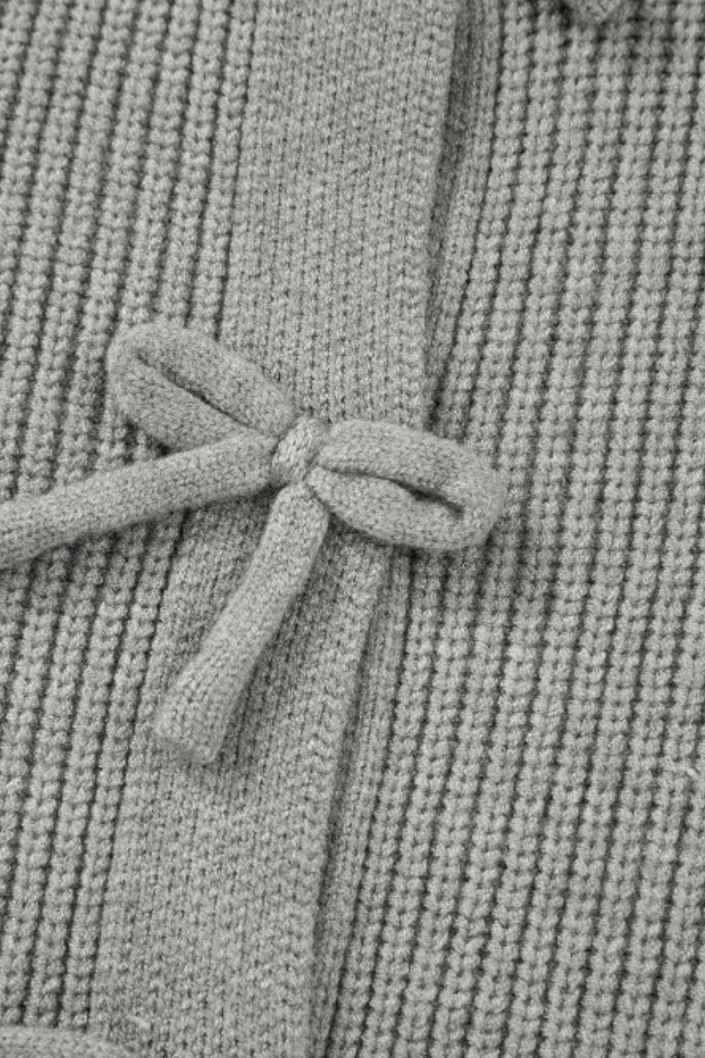 Bow Round Neck Long Sleeve Cardigan - Charming Charlie