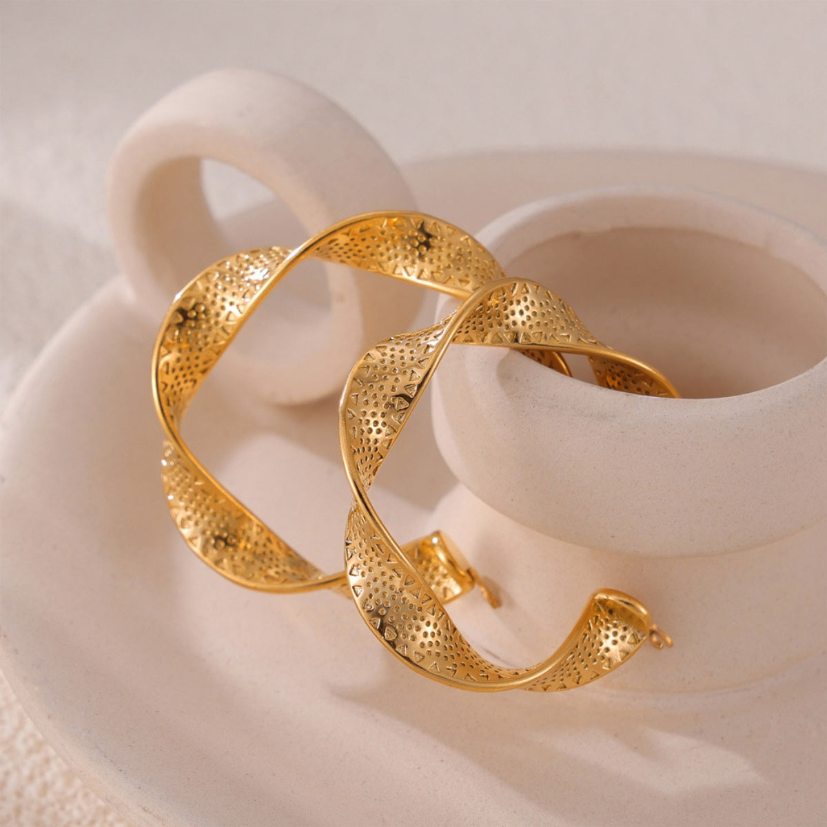Titanium Steel Twisted Earrings - Charming Charlie