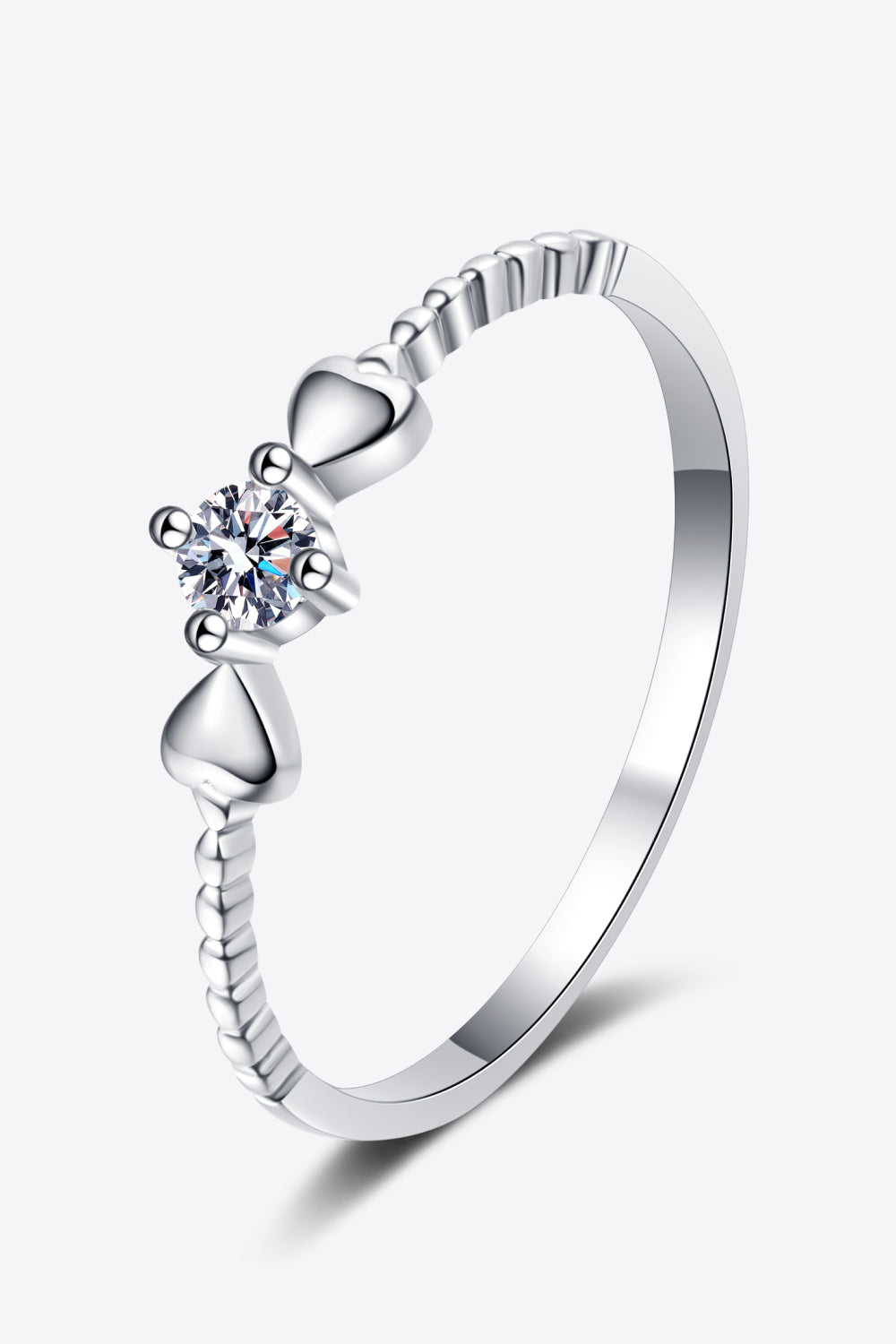 Adored Moissanite Heart 925 Sterling Silver Ring - Charming Charlie