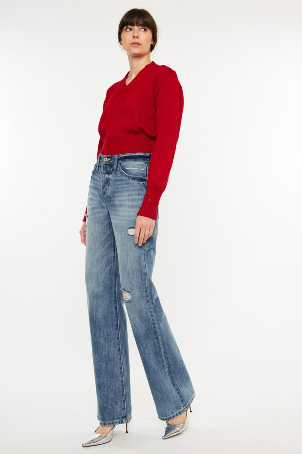 Kancan Distressed High Waist Bootcut Jeans - Charming Charlie