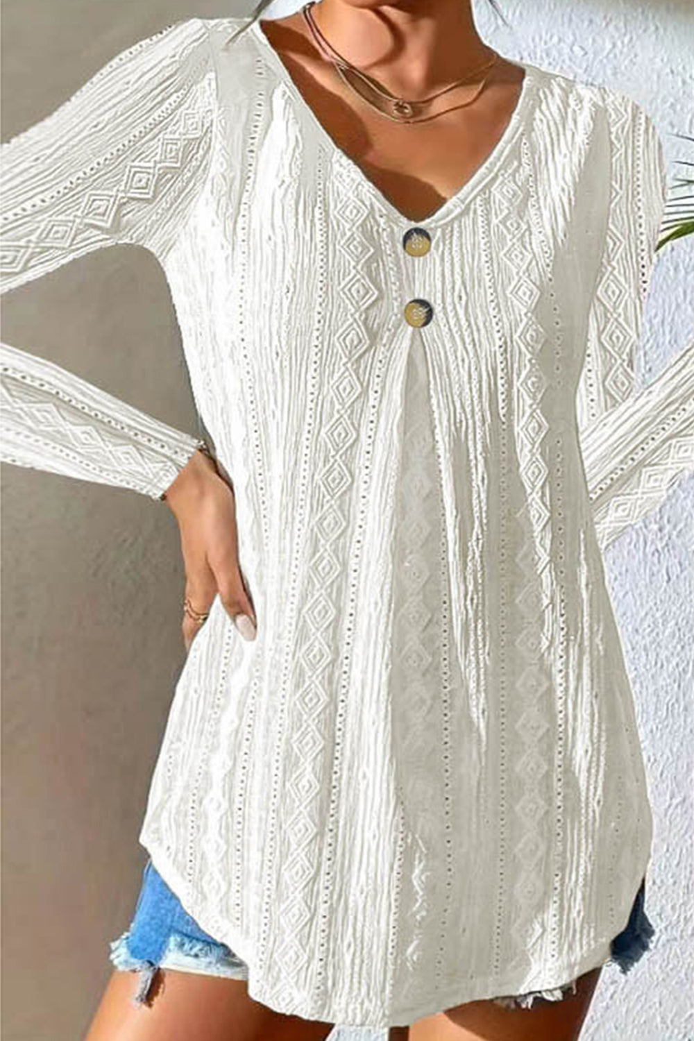 V-Neck Long Sleeve Blouse - Charming Charlie