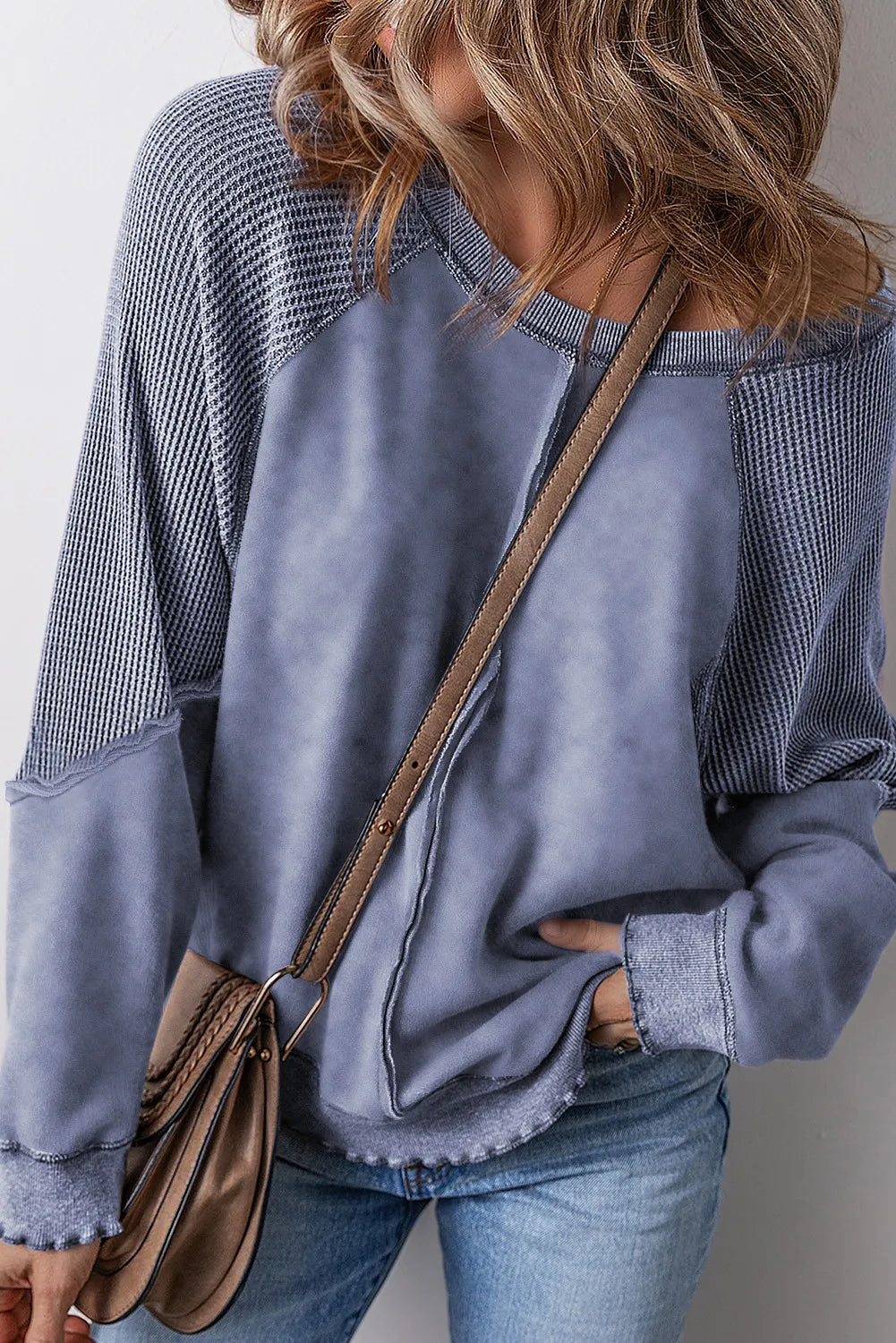 Exposed Seam Long Sleeve Sweatshirt - Charming Charlie