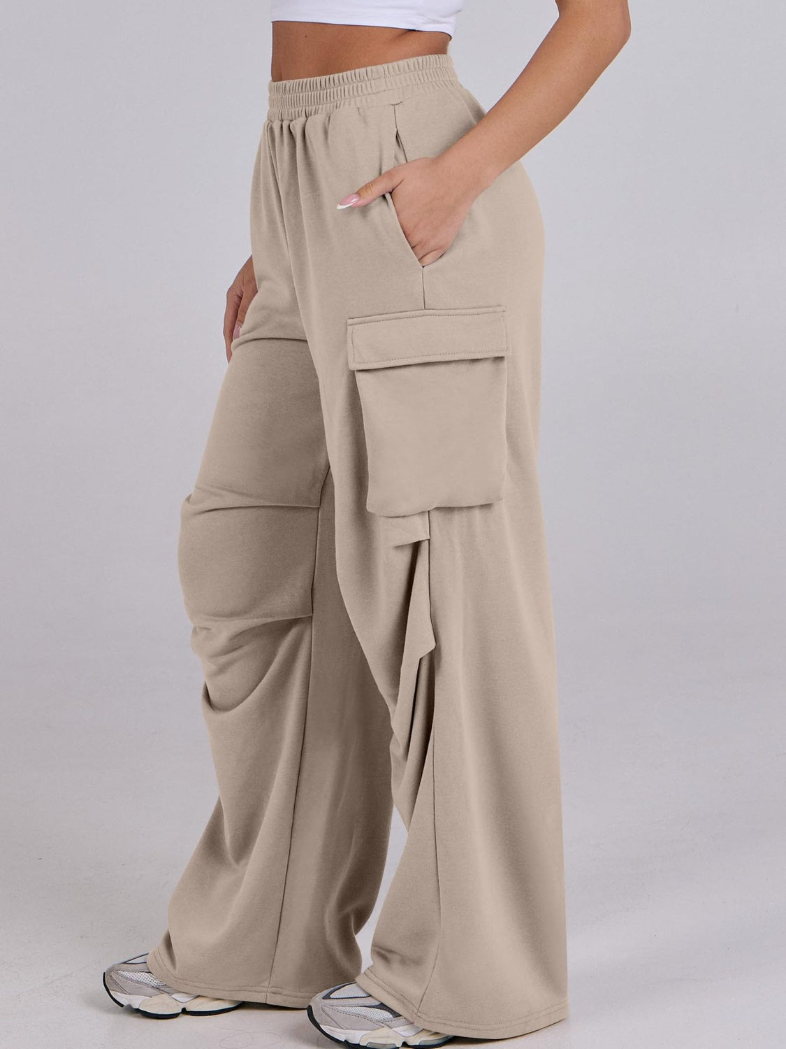 Elastic Waist Wide Leg Pants with Pockets - Charming Charlie