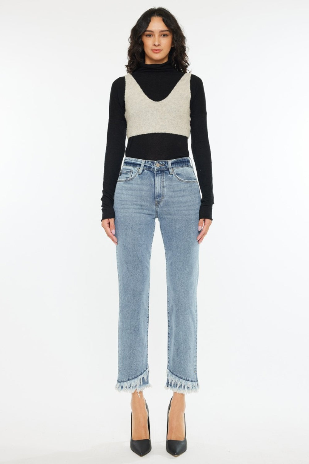 Kancan Raw Hem High Rise Straight Jeans - Charming Charlie