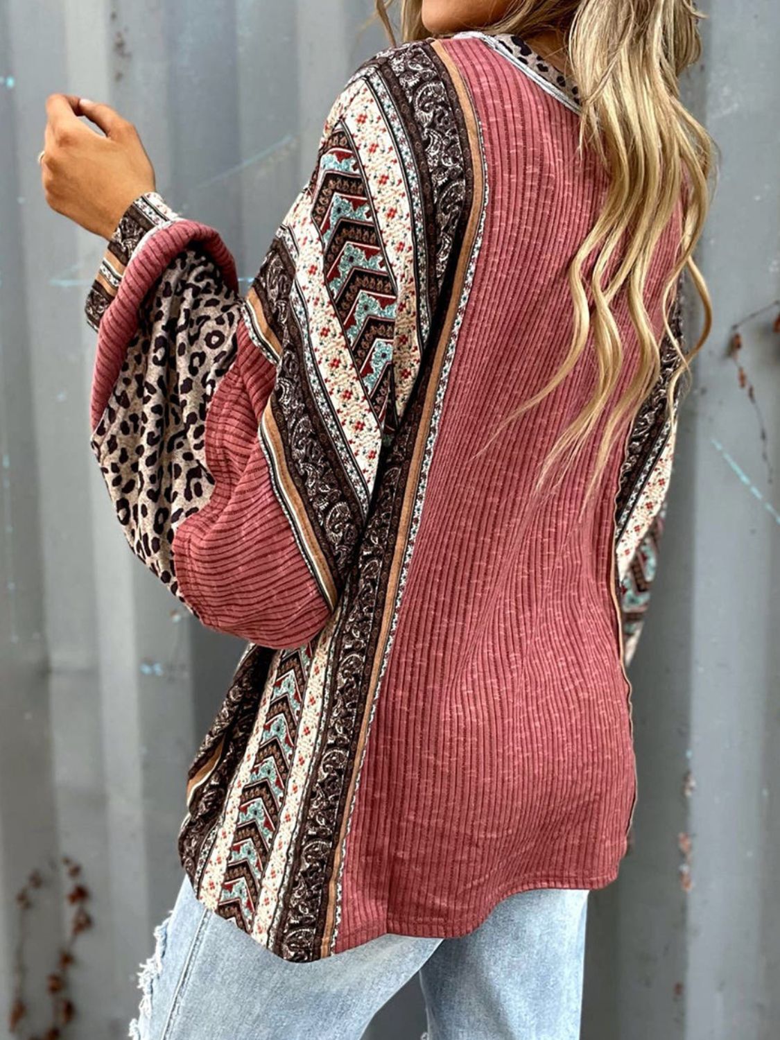 Leopard Round Neck Long Sleeve Sweatshirt - Charming Charlie