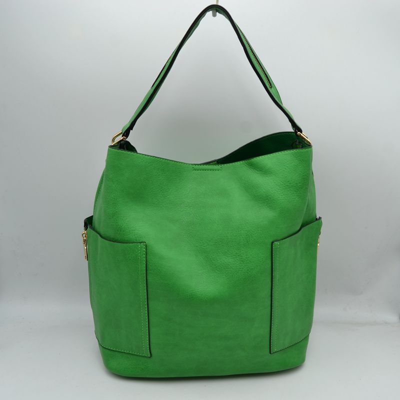 2-in-1 Chic Satchel Side Pocket Bucket Bag with Long Strap - Tote Bag