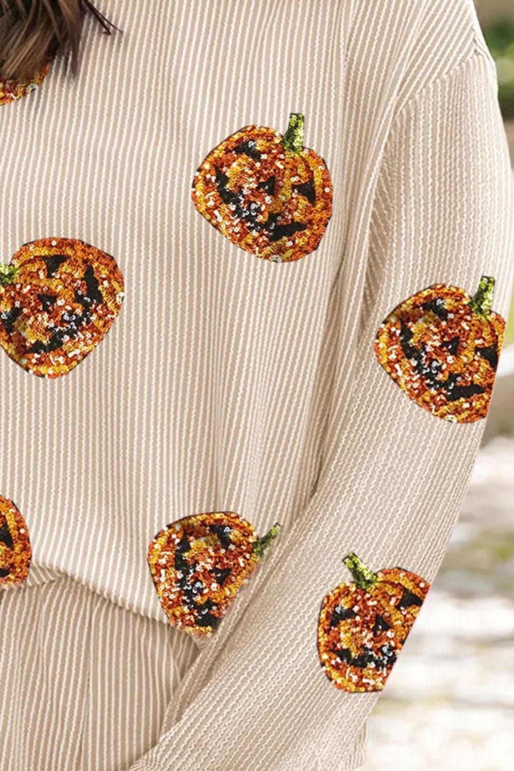 Sequin Pumpkin Round Neck Top and Shorts Set - Charming Charlie
