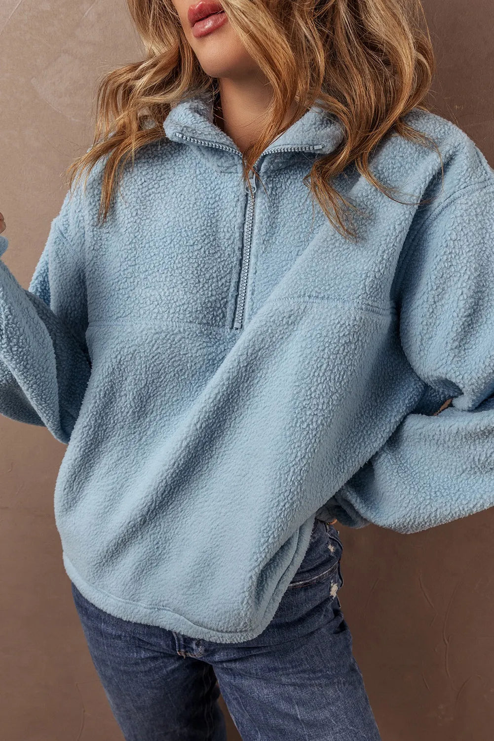 Half Zip Long Sleeve Sweatshirt - Charming Charlie