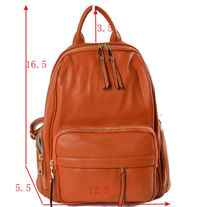 Elegant Soft PU Leather Bag Casual Shoulder Women’s Backpack - Backpacks
