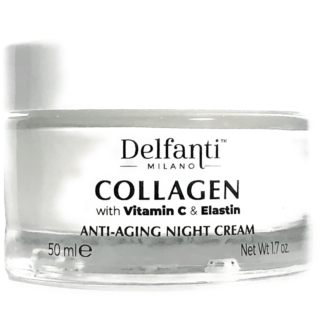 Delfanti-Milano • COLLAGEN with VITAMIN C & ELASTIN • Rejuvenating & Nourishing • Anti-Aging Night Cream • Face and Neck Moisturizer • Made in Italy - Charming Charlie