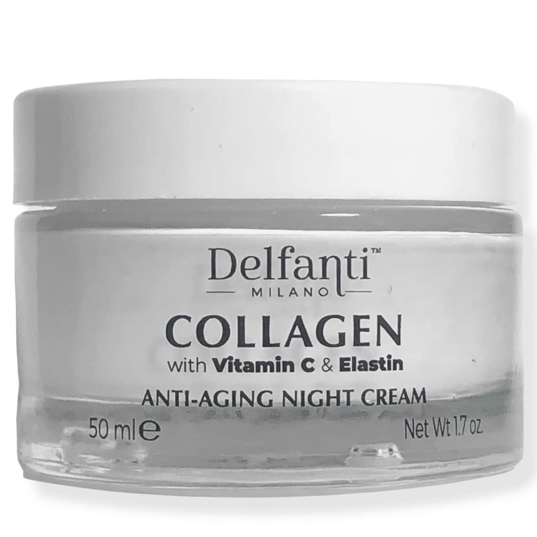 Delfanti-Milano • COLLAGEN with VITAMIN C & ELASTIN • Rejuvenating & Nourishing • Anti-Aging Night Cream • Face and Neck Moisturizer • Made in Italy - Charming Charlie