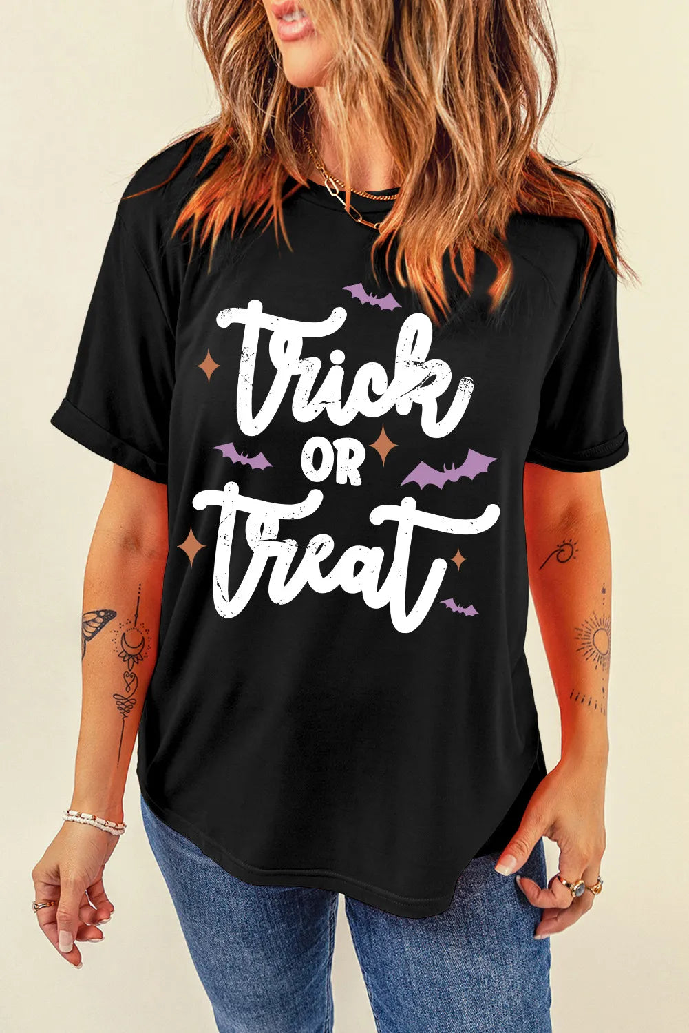 Letter Graphic Round Neck Short Sleeve T-Shirt - Charming Charlie