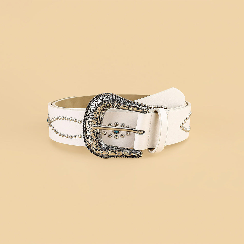 PU Leather Rhinestone Belt - Charming Charlie