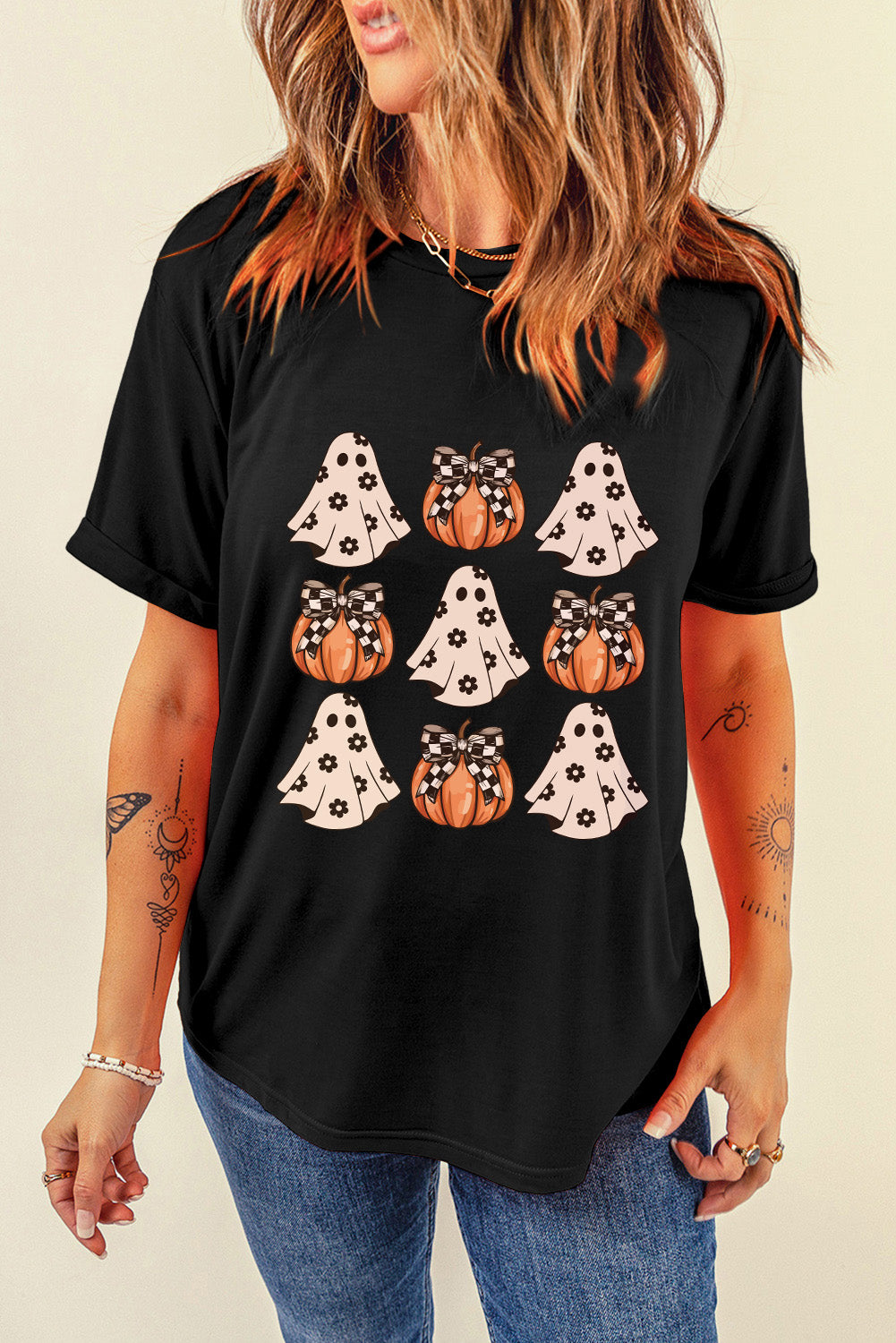 Halloween Graphic Round Neck Short Sleeve T-Shirt - Charming Charlie