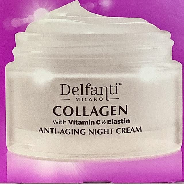 Delfanti-Milano • COLLAGEN with VITAMIN C & ELASTIN • Rejuvenating & Nourishing • Anti-Aging Night Cream • Face and Neck Moisturizer • Made in Italy - Charming Charlie