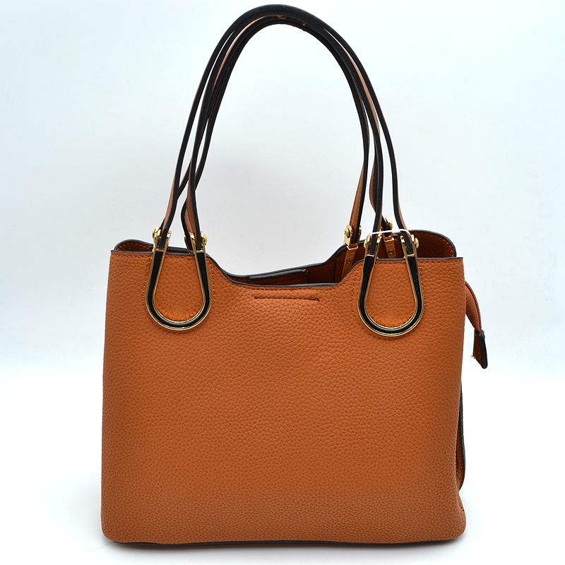 Textured Faux Leather Horseshoe Handle Women’s Tote Bag - Tote Bag