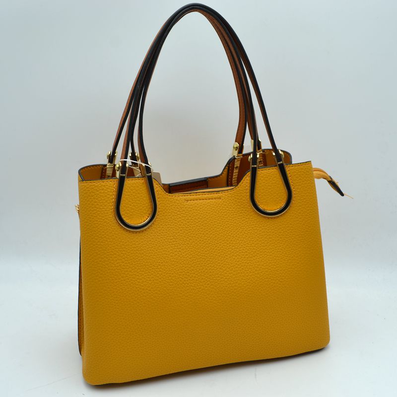 Textured Faux Leather Horseshoe Handle Women’s Tote Bag - Tote Bag