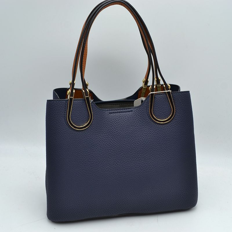 Textured Faux Leather Horseshoe Handle Women’s Tote Bag - Tote Bag