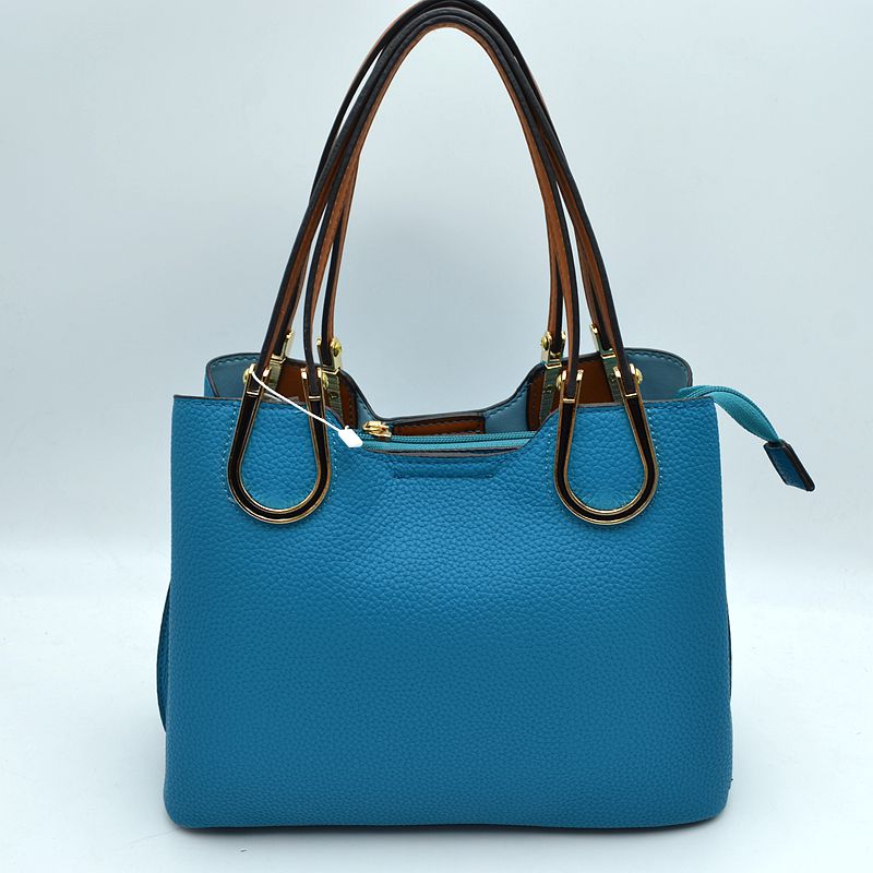 Textured Faux Leather Horseshoe Handle Women’s Tote Bag - Tote Bag